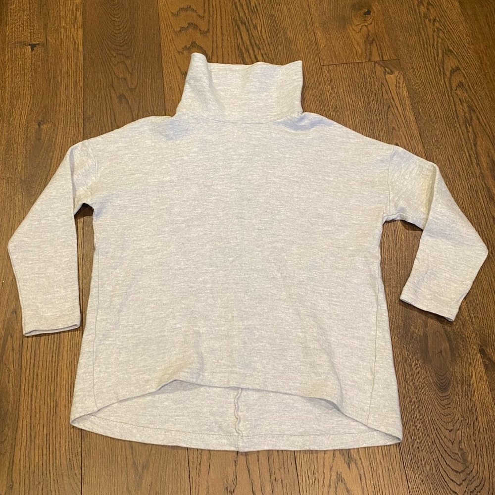 COS Light Grey High Neck High Low Sweater Wool Cotton Blend